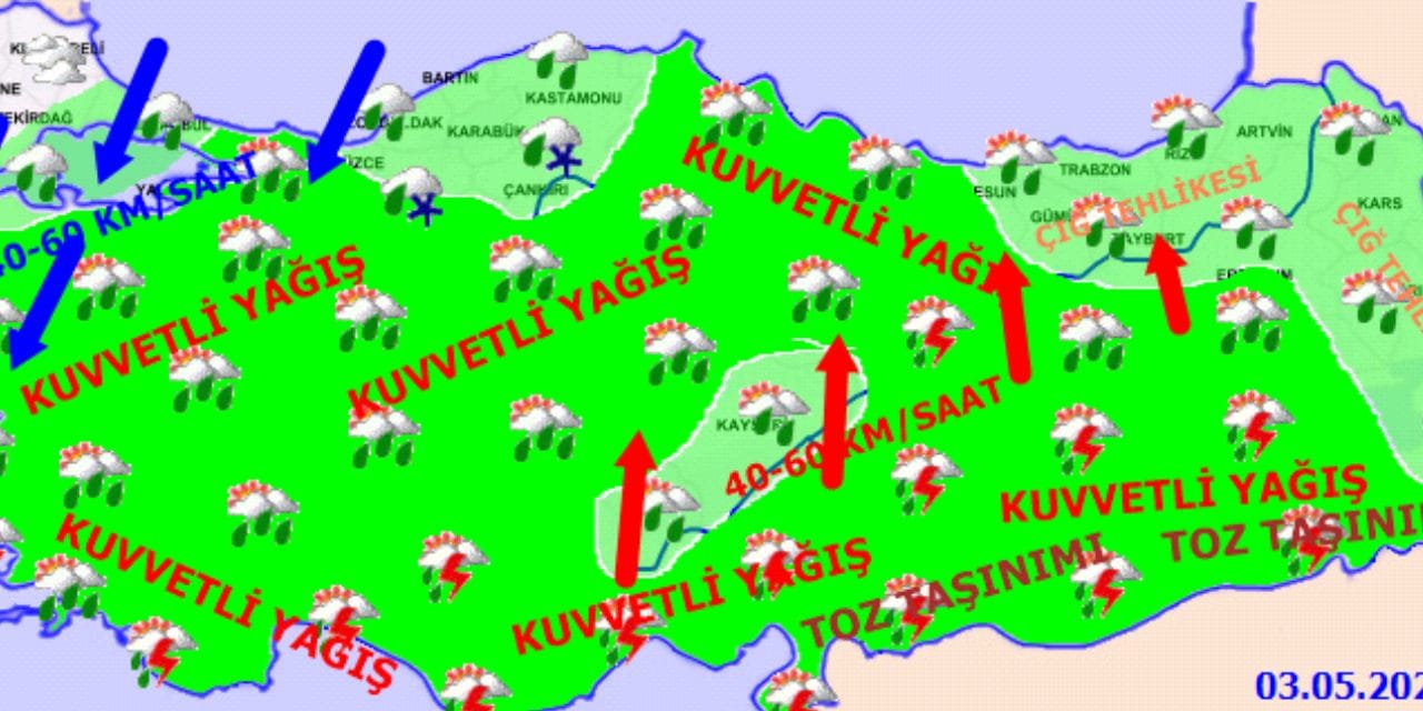 Meteoroloji Genel Müdürlüğü’nden Ülke Genelinde Kuvvetli Yağış Uyarısı!